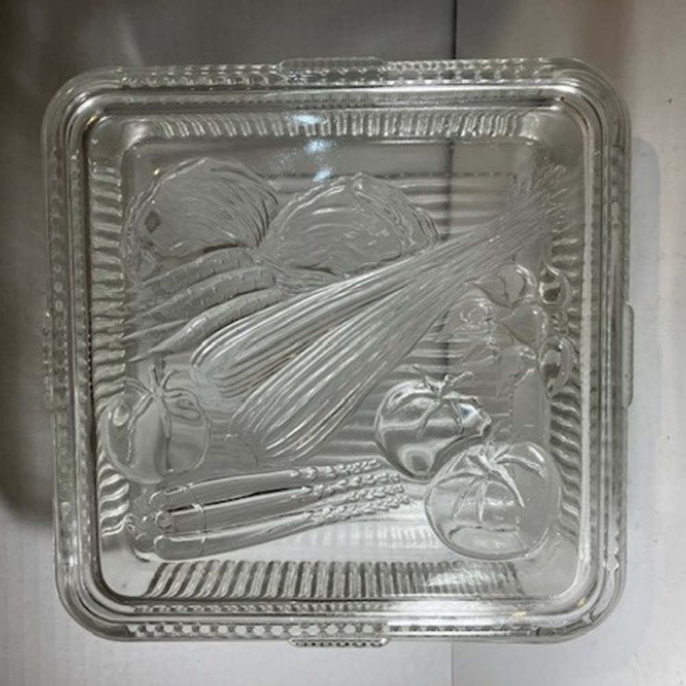 Vintage Federal Glass Refrigerator Dish/Bowl with‎ Lid Large 8.5"x8.5"x3"  USA